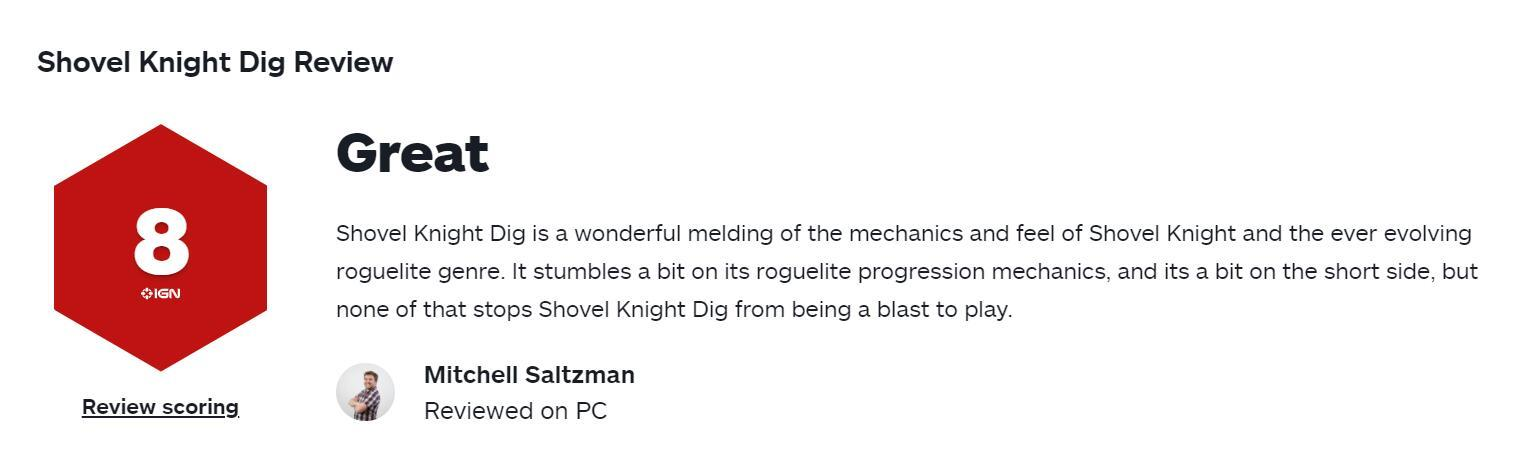 【《铲子骑士:挖掘》 IGN评8分 Steam玩家"褒贬不一"】“铲子骑士”系列最新作《铲子骑士:挖