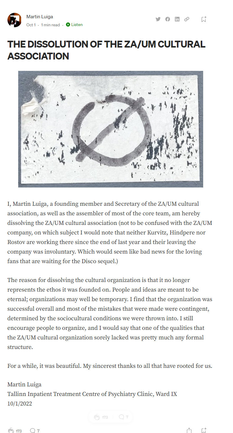 【《极乐迪斯科》开发团队多个核心人员早已被迫离职】《极乐迪斯科》开发团队 ZA/UM 工作室 的创始人员 Martin