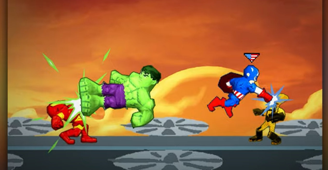 【一款《任天堂明星大乱斗》风格的漫威格斗游戏差点问世】《漫威超级英雄小队》于2009年推出,它的任天堂DS版由开发商Ha