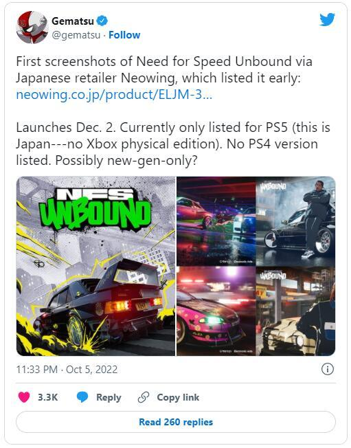 【极品飞车新作《极品飞车:Unbound》情报与截图泄露】Criterion Games的下一款《极品飞车》游戏即将于今